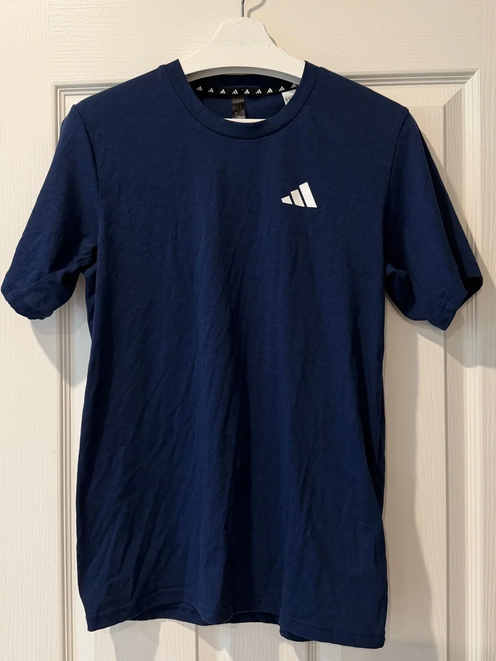 adidas Navy Short Sleeve Crew Neck Tee with White Logo